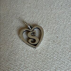 James Avery Silver Heart Charm with 'S' Initial